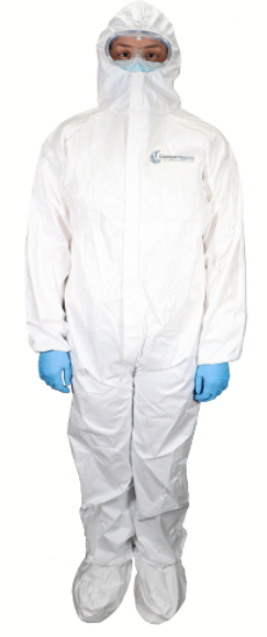 Carter-Health Cleanroom Bunny Suit: Zipper Front, Attached Hood, Boots, Elastic Wrists, Non-Sterile, Cleanroom, Personal Protection, USP 797